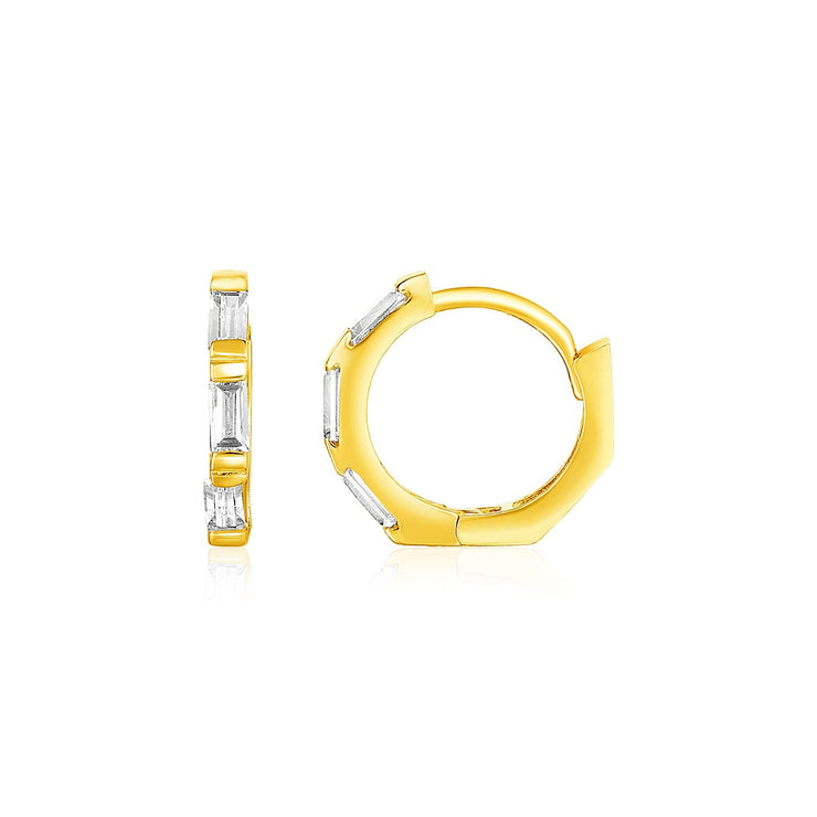 14k Yellow Gold Petite Octagonal Hoop Earrings