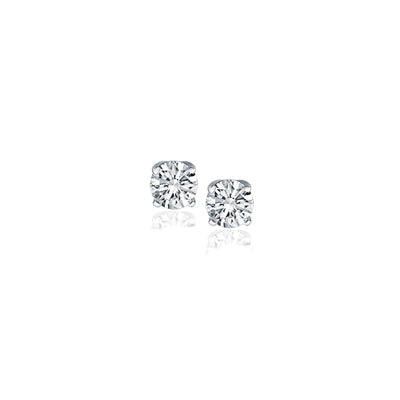 14k White Gold Diamond Four Prong Stud Earrings