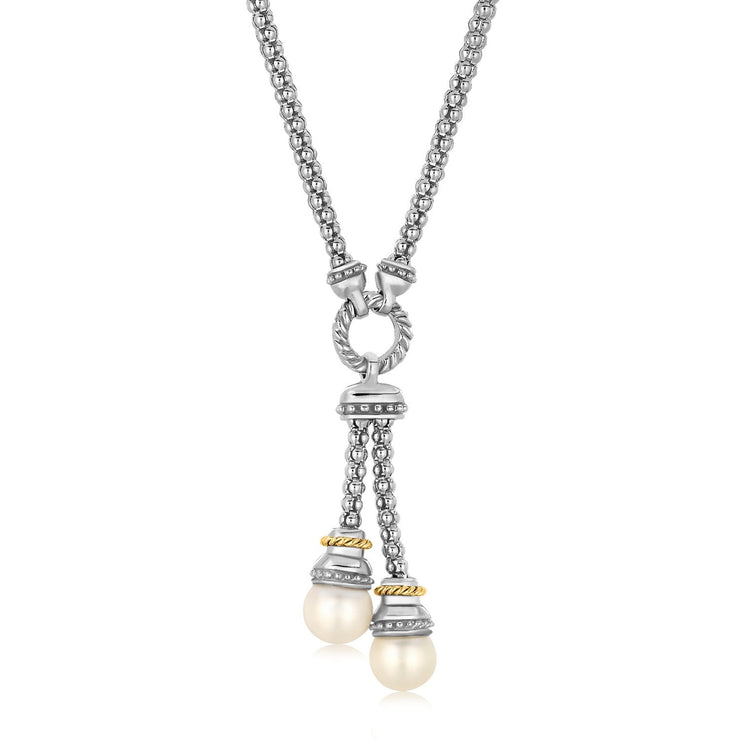18k Yellow Gold and Sterling Silver Popcorn Style Necklace