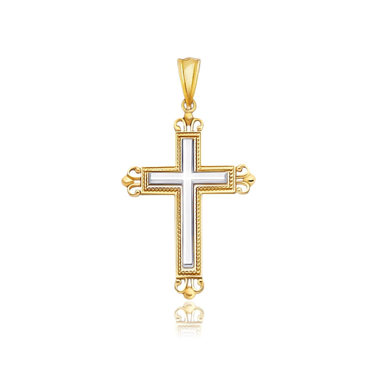 14k Two-Tone Gold Cross Pendant