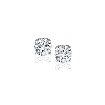 14k White Gold Diamond Four Prong Stud Earrings