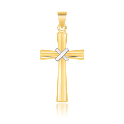 14k Two-Tone Gold Cross Pendant