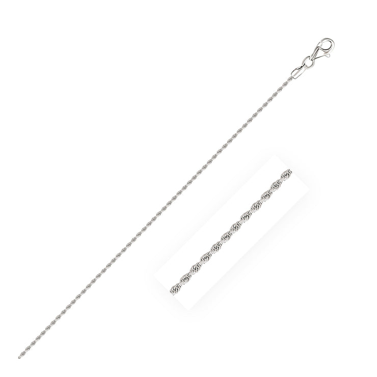 14k White Gold Solid Diamond Cut Rope Bracelet