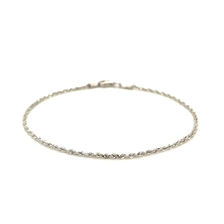 14k White Gold Solid Diamond Cut Rope Bracelet