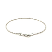 14k White Gold Solid Diamond Cut Rope Bracelet