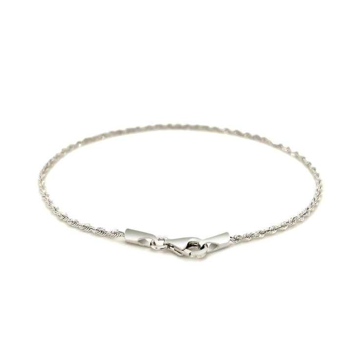 14k White Gold Solid Diamond Cut Rope Bracelet