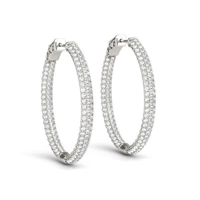 14k White Gold Diamond Hoop Double Sided