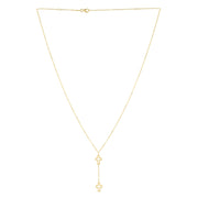 Double Cross Drop Necklace in 14K Yellow Gold